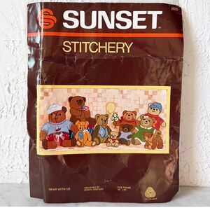 Bear With Us Crewel Kit Vintage 1983 Sunset Stitchery Teddy Bears